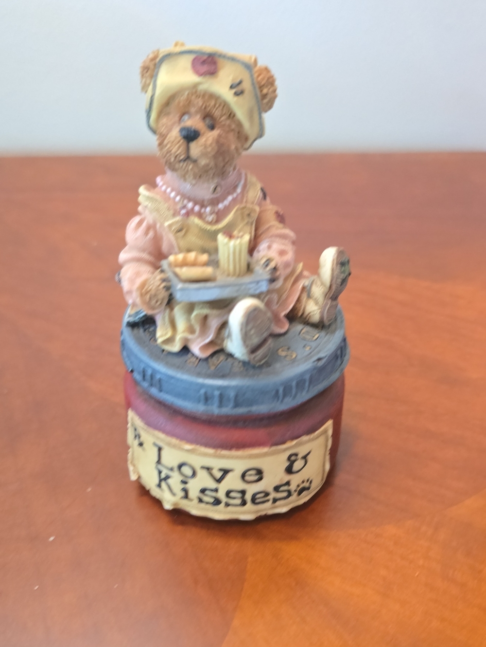 Bear Figurine 'Love & Kisses' - Pink and Yellow